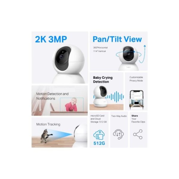 TP-LINK Tapo C210P2 2k 3MP 2304 x 1296 Pan/Tilt WiFi varnostna kamera - slika 2